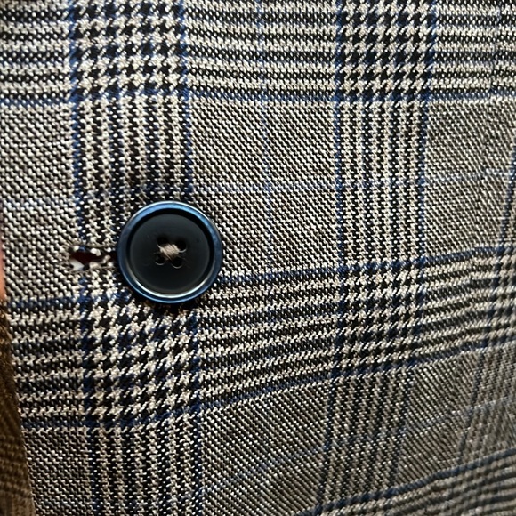 New Zara Mens Blazer Jacket Glen Plaid Double Back Vents Size 38 NWOT - Picture 5 of 15